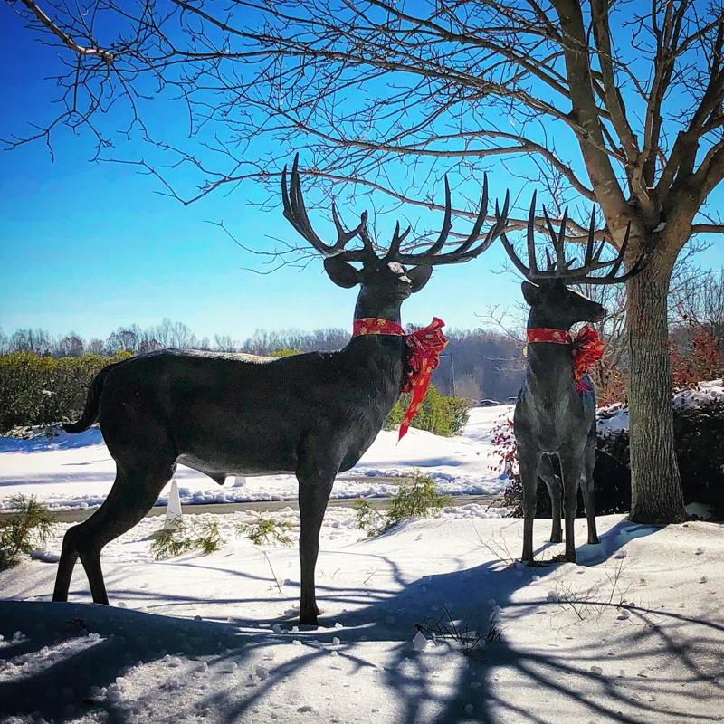 Metropolitan Galleries Bronze Buck and Doe 2 Piece Sculpture Set