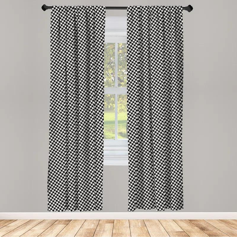 Ambesonne Houndstooth Semi-Sheer Rod Pocket Curtain Panels (Set of 2)