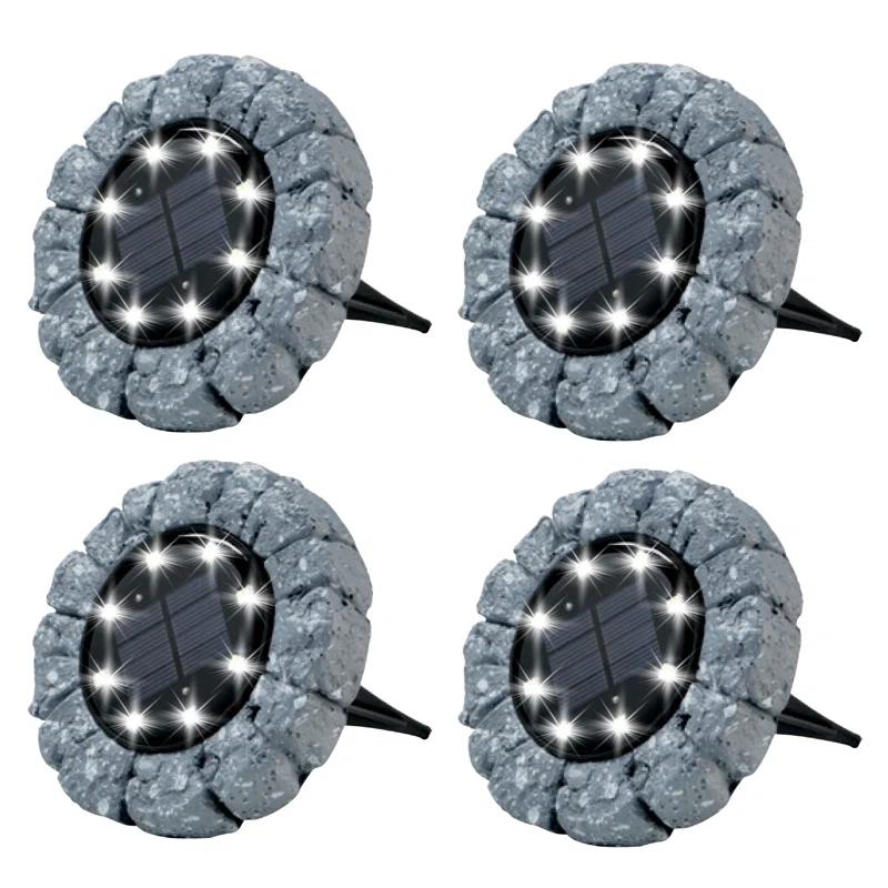Bell + Howell Stone Low Voltage Solar Powered Integrated LED Pathway Light Pack (Set of 4)