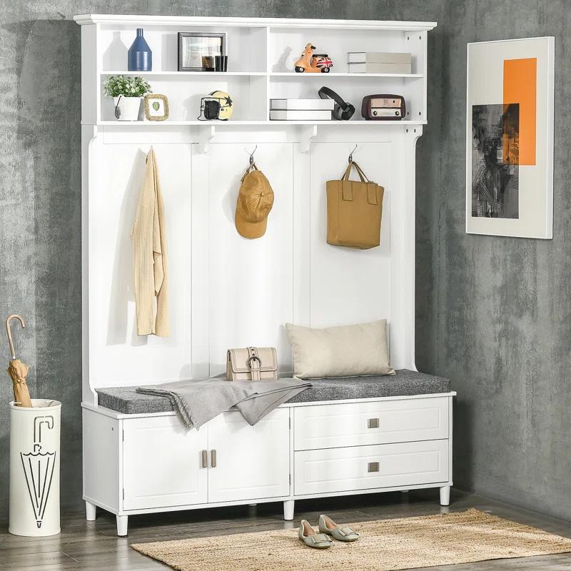 HomCom Hall Tree 78.25'' Wide with Bench and Shoe Storage