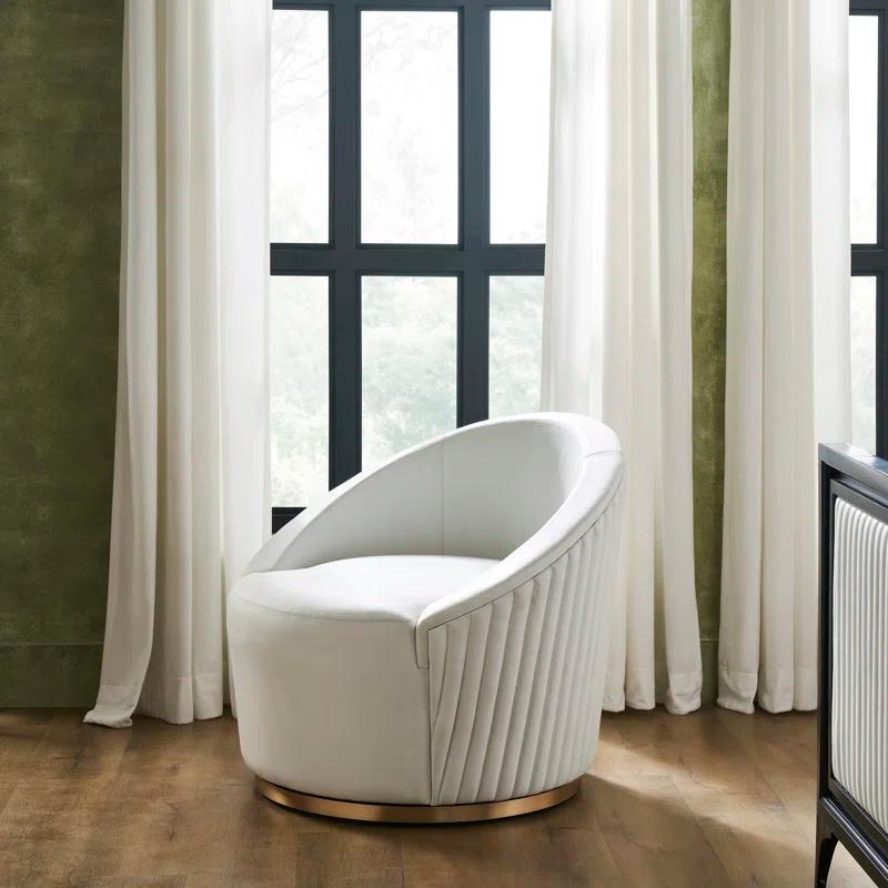 Orchids Lux Home Dawson Leather Swivel Chair Black