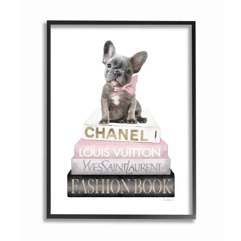 Stupell Industries " Dashing French Bulldog And Iconic Fashion Bookstack "