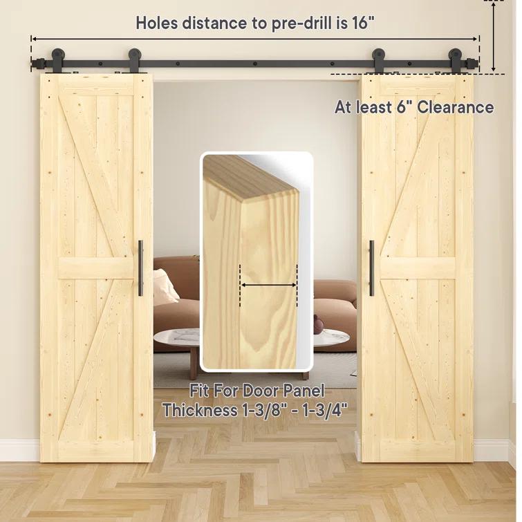 Lazio Steel Double Door Barn Door Hardware Kit