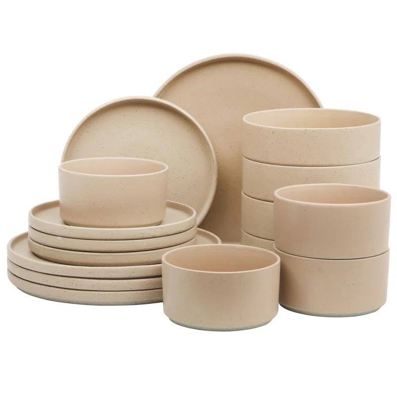 Gibson Elite Gibson Elite Tatum Premium Porcelain Matte Reactive Glaze 16 Piece (Service for 4) Plates and Bolws Stackable Dishes Ceramic Dinnerware