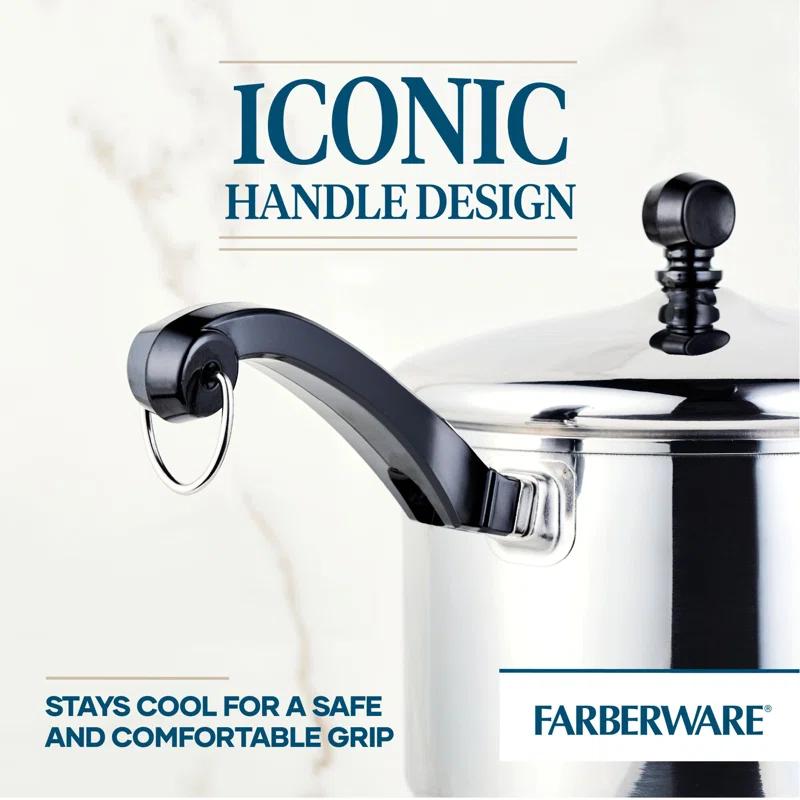 Farberware Classic Stainless Steel Straining Saucepan with Lid, 1-Quart