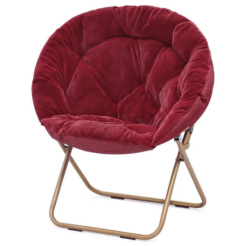 Mercer41 Amey Foldable Round Saucer Chair Portable Dorm Chair Lounge Chair Accent Chair for Bedroom Living Room