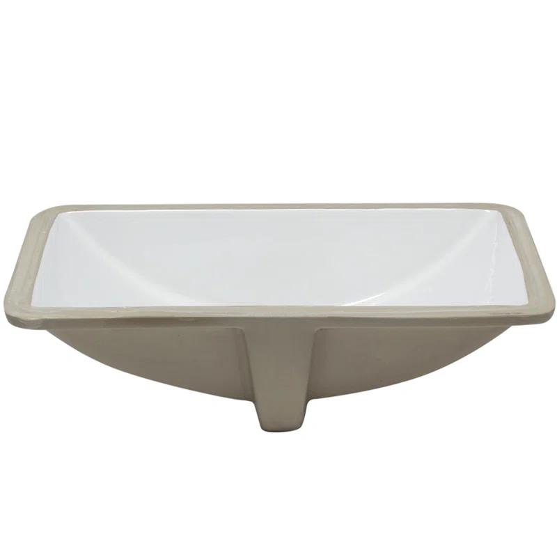 Novatto NP-U193902 Novatto 18.25'' White Porcelain Rectangular Bathroom Sink with Overflow
