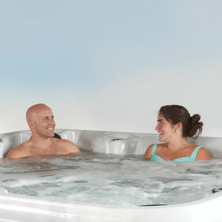 Aqualife® by Strong Spas® Grand Banks 6-Person 81-Jet Non-Lounger Hot Tub Spa with 3 Pumps, LED Lighting, Stainless Steel Heater and Ozonator, Insulated Cover Included and Steps Included