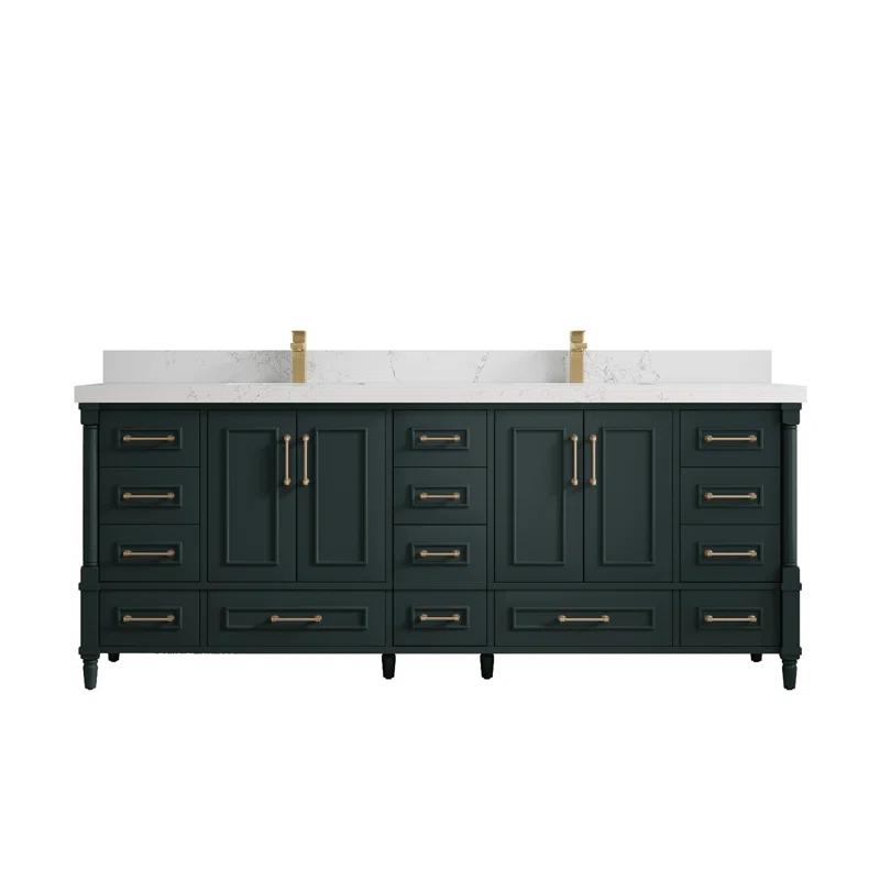 Willow Collections Aberdeen 84'' Double Bathroom Vanity with Quartz Top