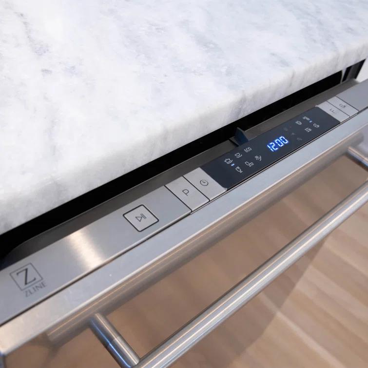 ZLINE ZLINE 24 in. Top Control Satin Steel Panel Dishwasher with Stainless Steel Tub & Modern Handle DW-SN-24