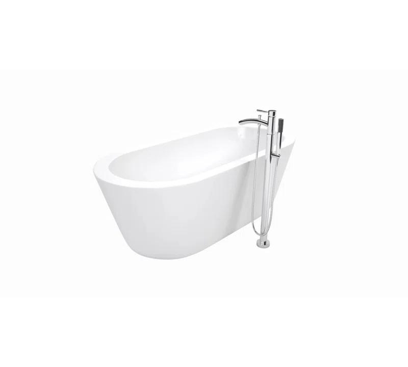 Wyndham Collection WCOBT100371BNTRIM Mermaid 71'' x 33.5'' Freestanding Soaking Acrylic Bathtub