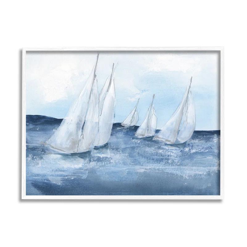 Stupell Industries " White Sailboats Coasting Ocean Waters Blue Tide " by Chris Paschke