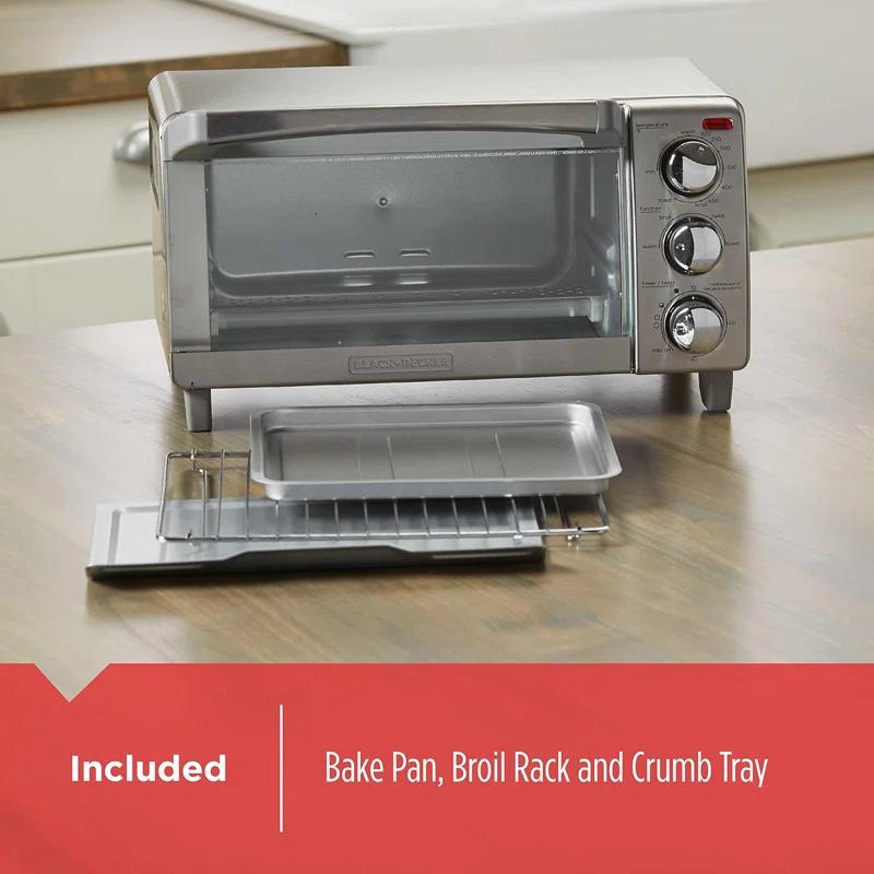 BLACK+DECKER Black+decker 4-slice Toaster Oven, 4 Cooking Functions