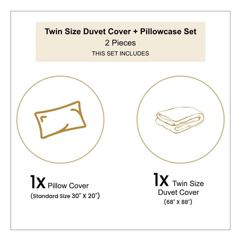 Ambesonne Indigo Modern & Contemporary Floral Duvet Cover Set