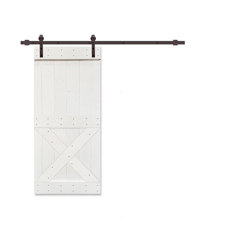 Calhome 36'' x 84'' Solid Wood Paneled Painted with Installation Hardware Kit Barn Door