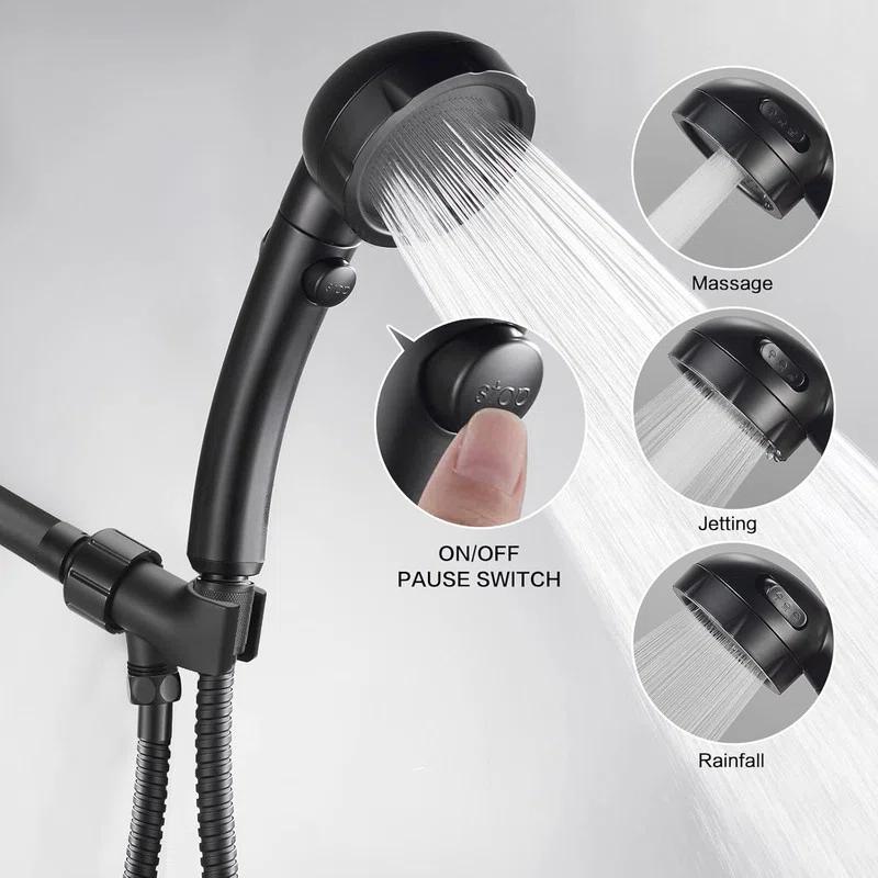 High Pressure Handheld Shower Head with ON/OFF Pause Switch, 3 Spray Modes Shower Head