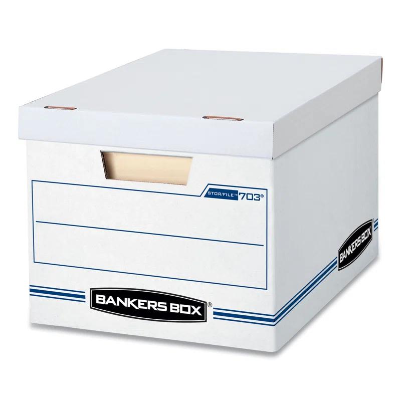 Bankers Box® Stor/File Box w/Lid & Handle, Ltr/Lgl, 12 x 15 x 10, WE/Blue, 12/Ctn