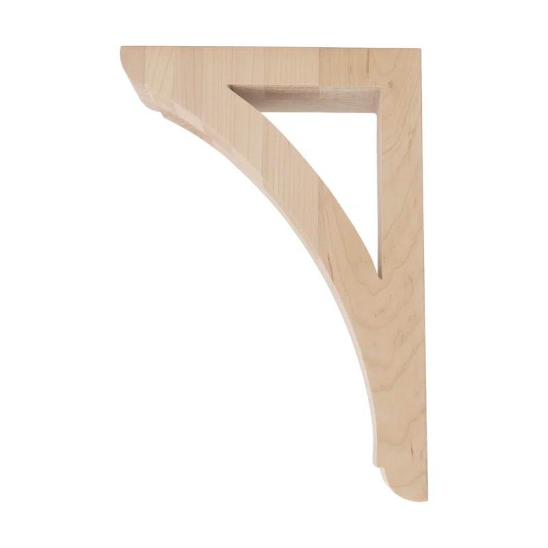 10 in x 1-7/8 in x 7 in Unfinished Small Solid Traditional Plain Wood Bracket Corbel