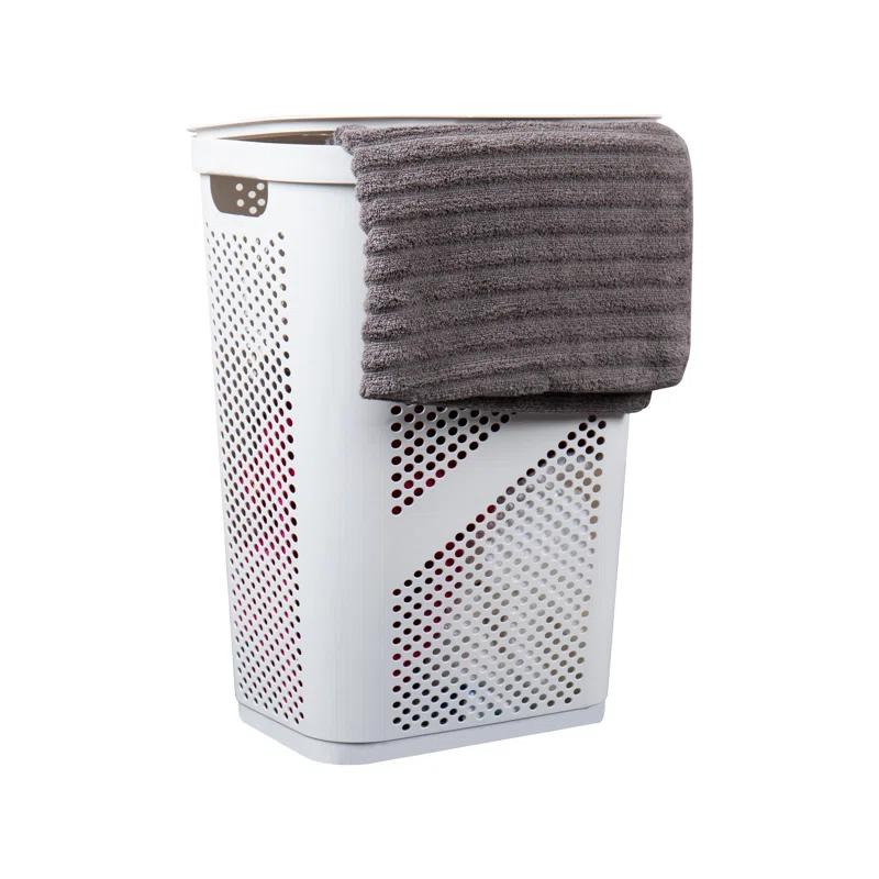 Mind Reader Mind Reader 60L Slim Laundry Hamper, Clothes Basket, Lid, Ventilated, Plastic, 17.25"L x 13.75"W x 23.5"H, 2-Pack