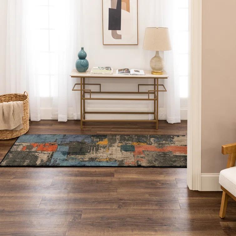 Karastan Karastan Brown/Blue/Black Modern Abstract Area Rug
