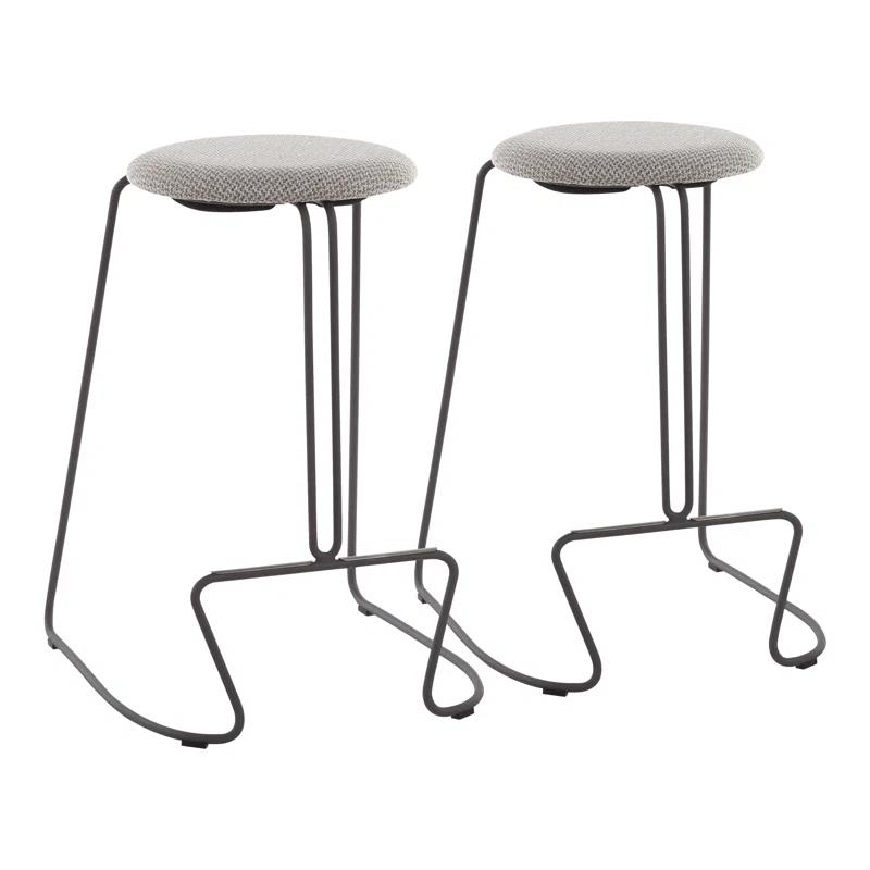 George Oliver Upholstered Counter Stool with Metal Frame (Set of 2)
