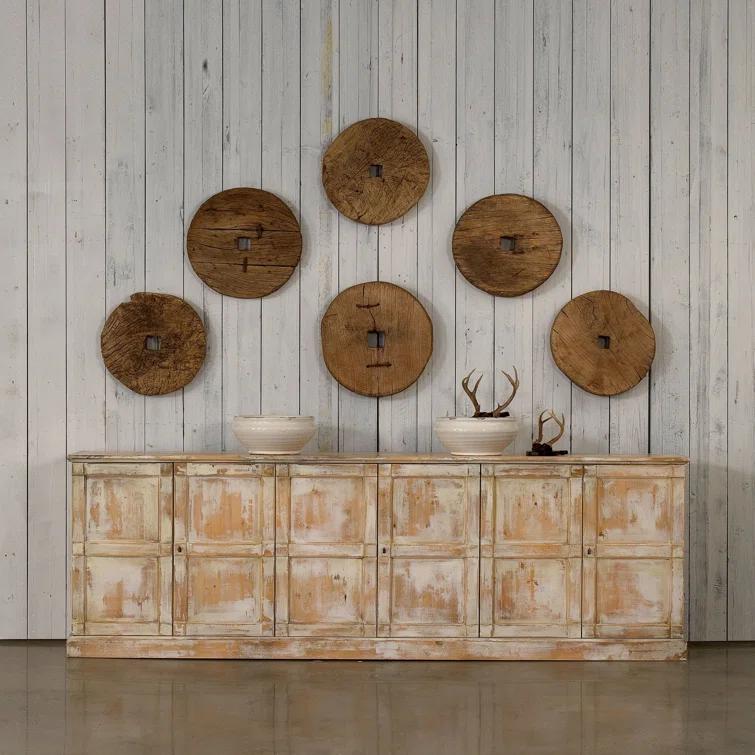 Luciana 112" Distressed White Wood Buffet