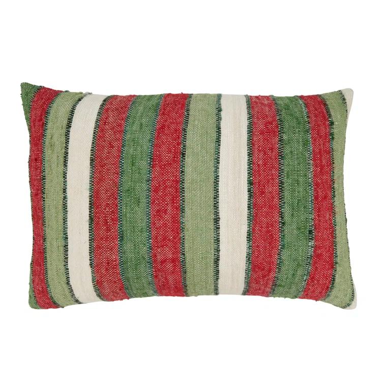 Saro Lynn Collection Striped Cotton Throw Pillow