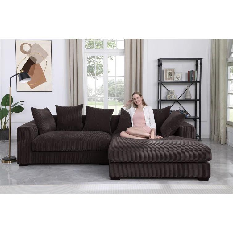 DEVION Furniture Naomi Corduroy Upholstered Sectional