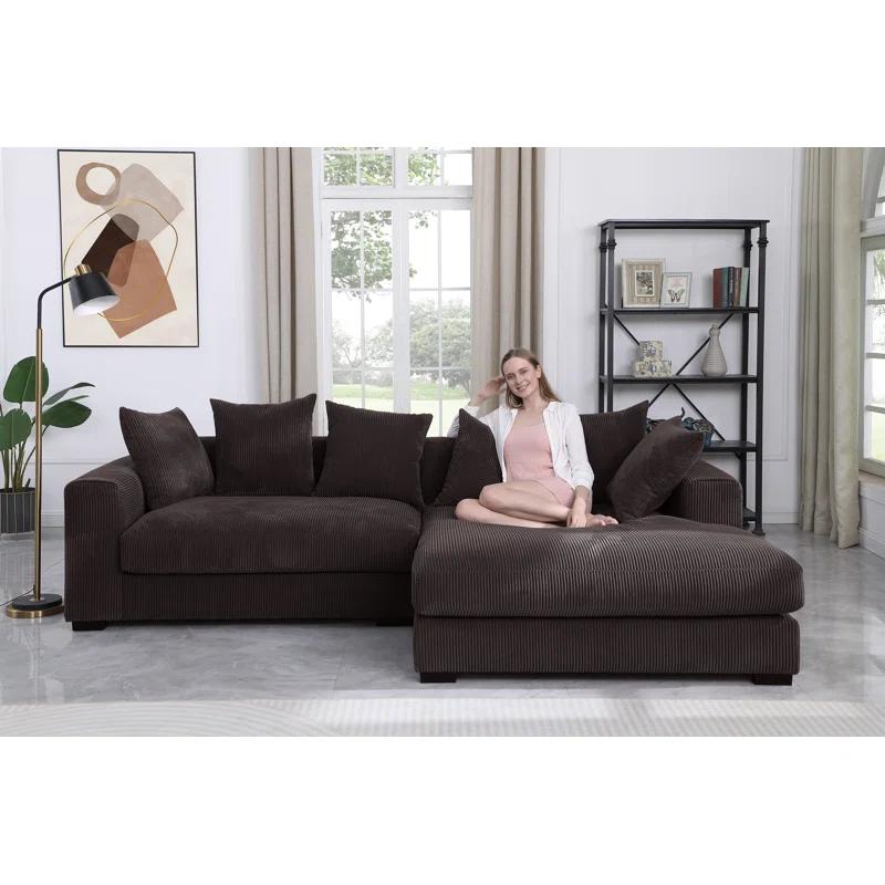 DEVION Furniture Naomi Corduroy Upholstered Sectional