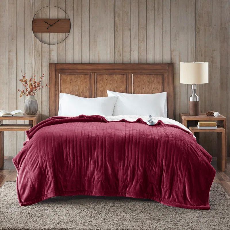Woolrich Woolrich Heated Plush to Berber Ivory Blanket Queen