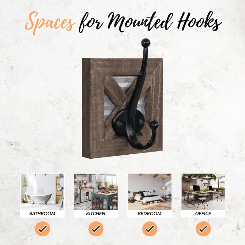 Autumn Alley RHK001 Rustic Farmhouse Wall Mounted Towel Hook Set - 2 Robe Hooks