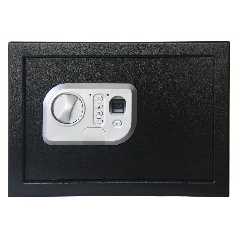 Stalwart Stalwart Electronic Safe - Digital Biometric Fingerprint Lock Box with 2 Override Keys (Black)