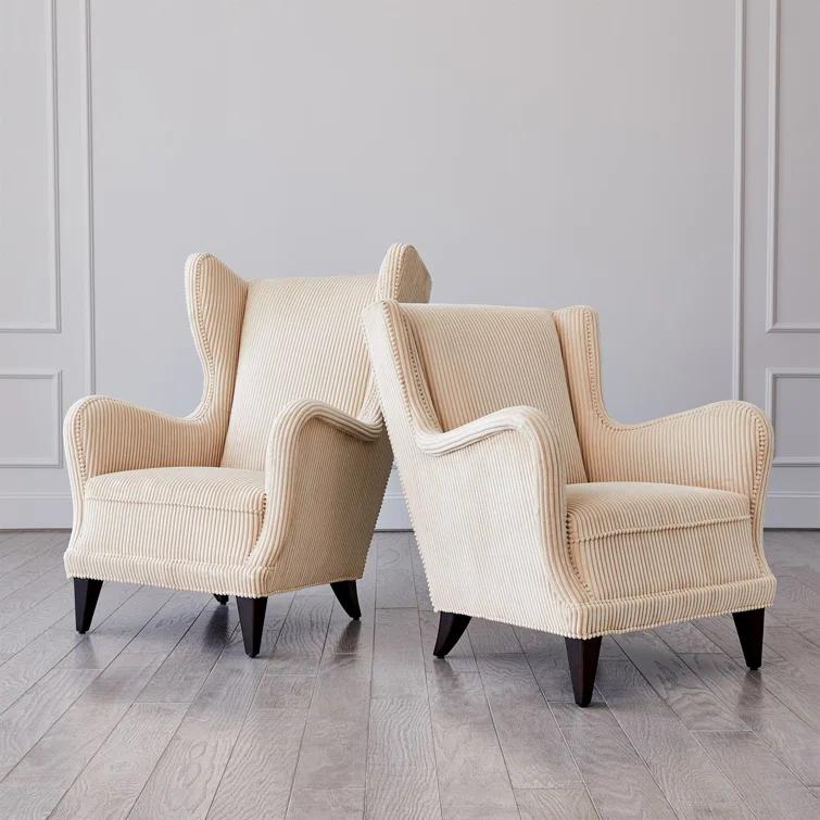 Global Views Wing Chair-Wide Wale Corduroy