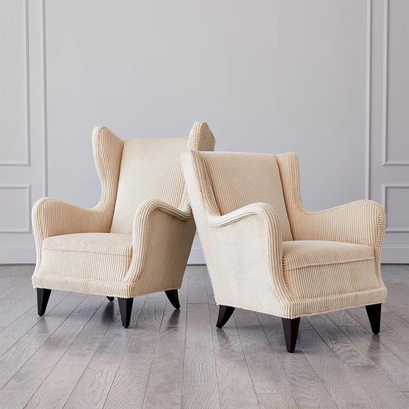 Global Views Wing Chair-Wide Wale Corduroy