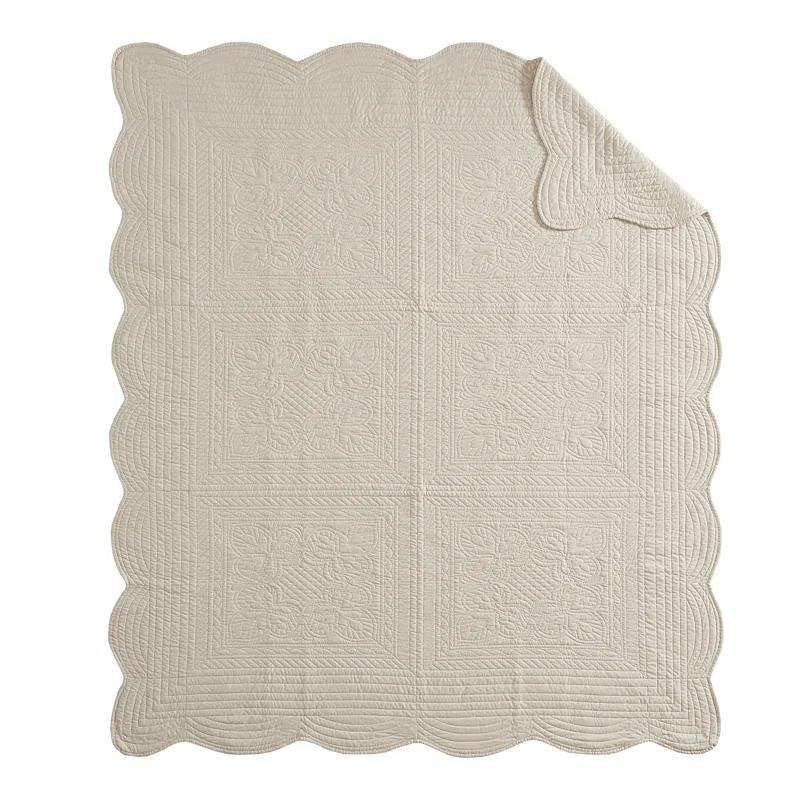 Madison Park Journey Oversized Quilted Throw with Scalloped Edges