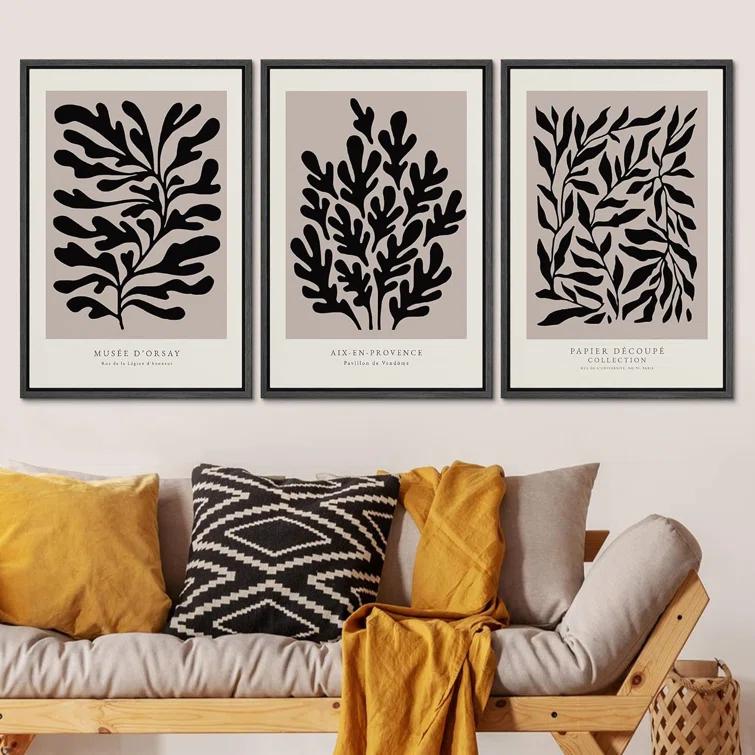 SIGNLEADER " Papier Decoupe Collection French Retro Art Decor Flower Plants " by Henri Matisse 3 - Pieces