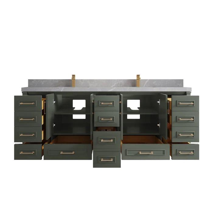 Willow Collections Aberdeen 84'' Double Bathroom Vanity with Quartz Top