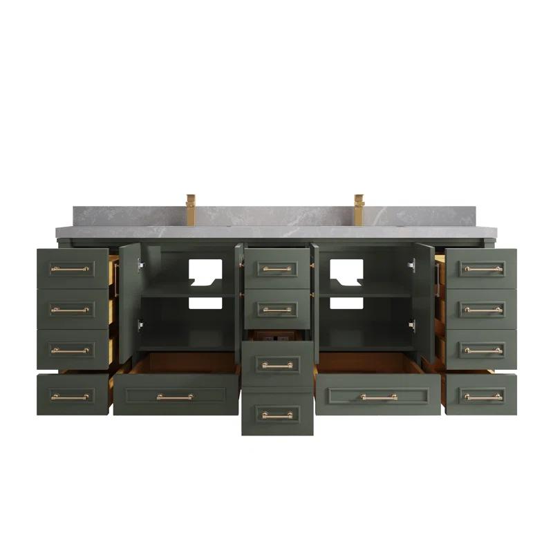 Willow Collections Aberdeen 84'' Double Bathroom Vanity with Quartz Top