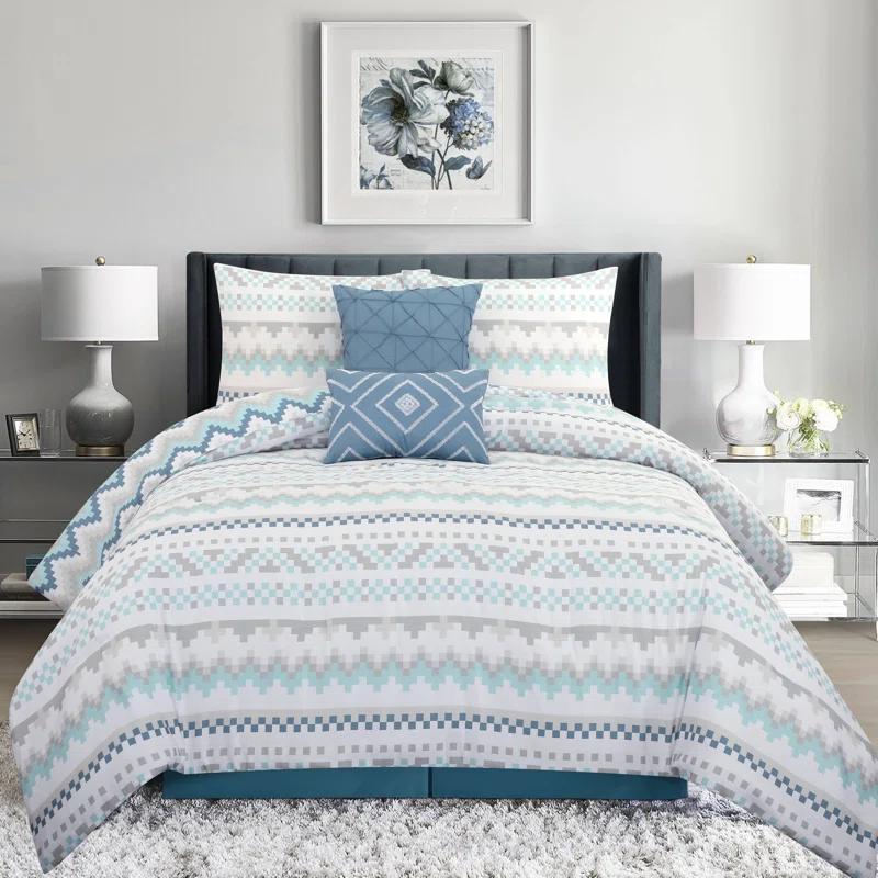 Nanshing America, Inc Chevron Geometric 6 Piece Comforter Set