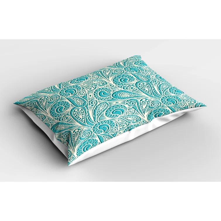 Ambesonne Ambesonne Teal and White Pillow Sham 2 Pack Feminine Fashion Turquoise White
