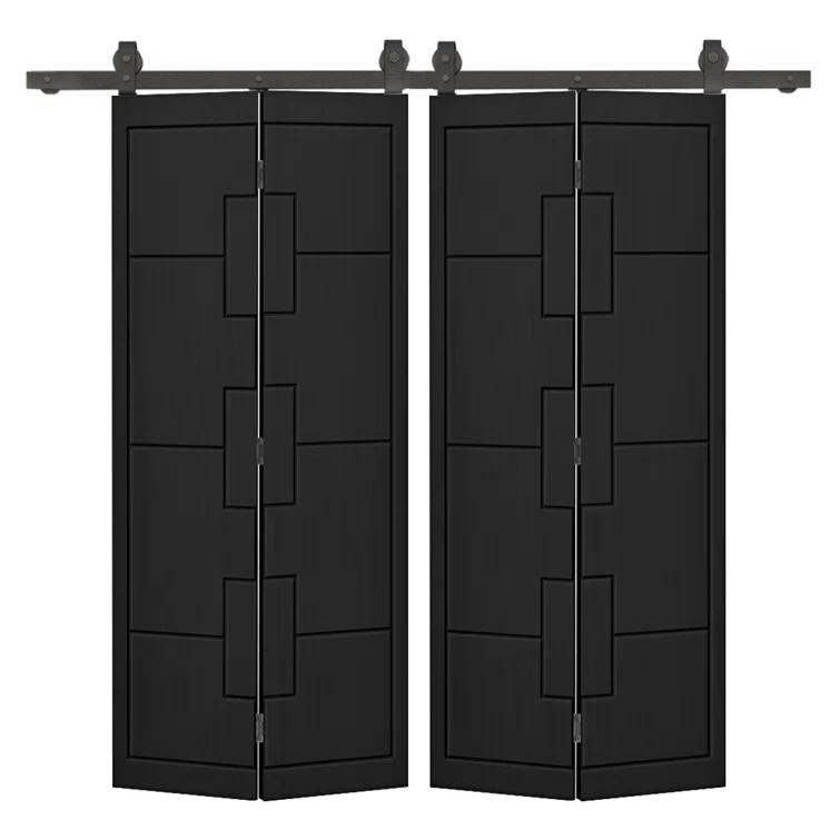 Calhome Modern Bi-Fold Double Barn Door with Sliding Hardware Kit
