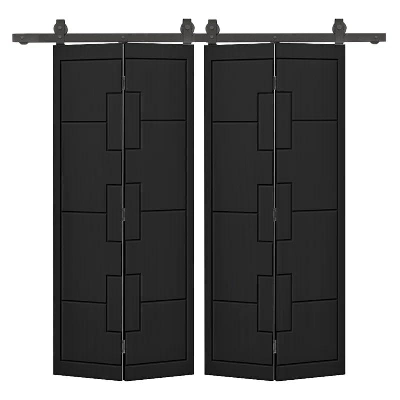Calhome Modern Bi-Fold Double Barn Door with Sliding Hardware Kit