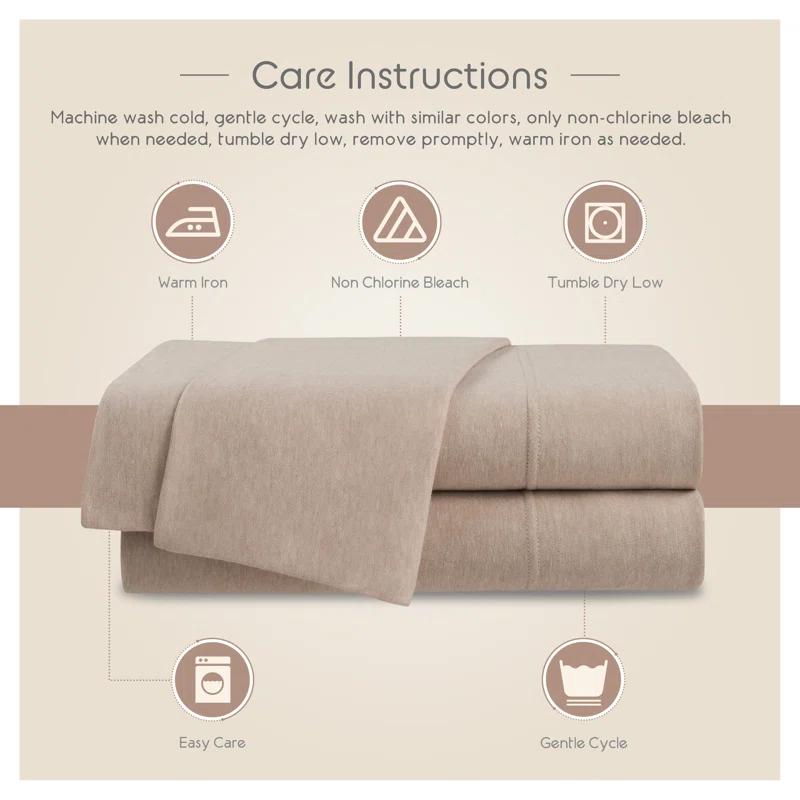 Vellux Vellux 3-Pc. Twin Solid Jersey Knit Sheets - Cotton Blend, Deep Pocket, Ultra Soft