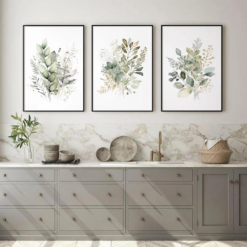 Watercolor Botanical Wall Art Set Of 3 Boho Floral Canvas Wall Decor Prints Sage Green Wildflower Wall Art Modern Flower Pictures Botanical Painting For Bedroom Bathroom 16X24 Inch Unframed