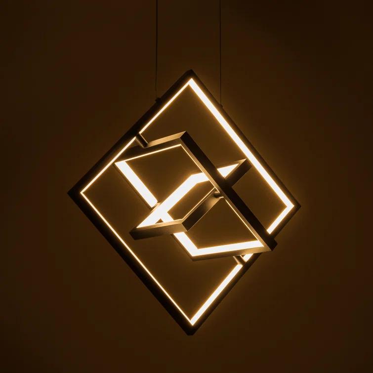 SIMPOL HOME Modern LED Pendant Light, Contemporary Dimmable Light, Adjustable Black Square Cube Ceiling light