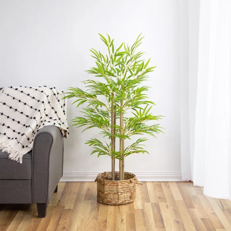 Northlight Seasonal 47" Green and Brown Potted Two Tone Artificial Bamboo Plant