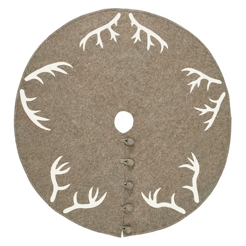 Arcadia Home Handmade Felt Christmas Tree Skirt -Antlers on Gray