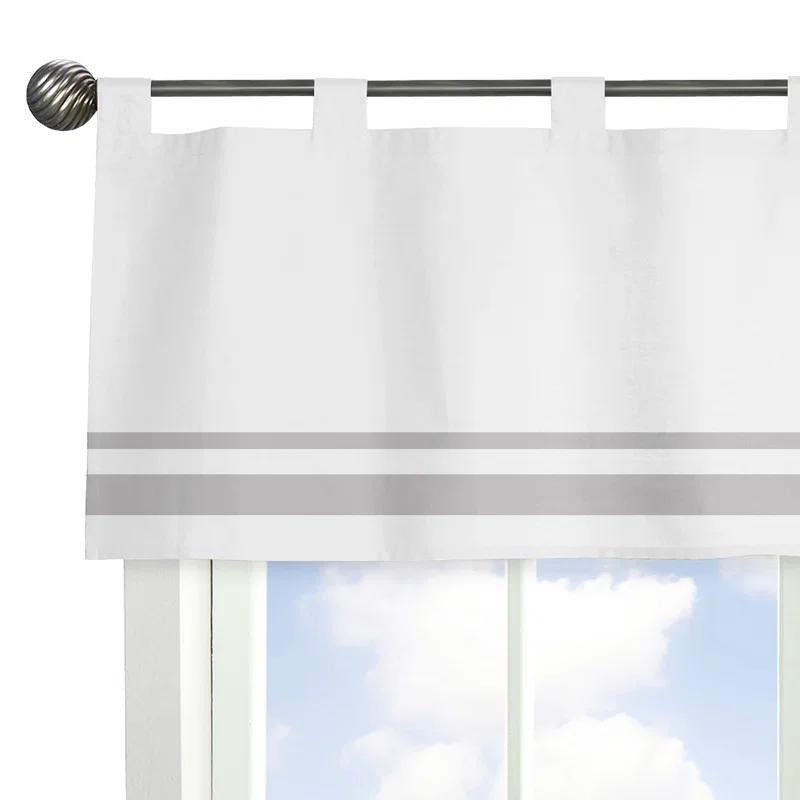 Sweet Jojo Designs White and Gray Hotel Cotton Tab Top Tailored Curtain Valance