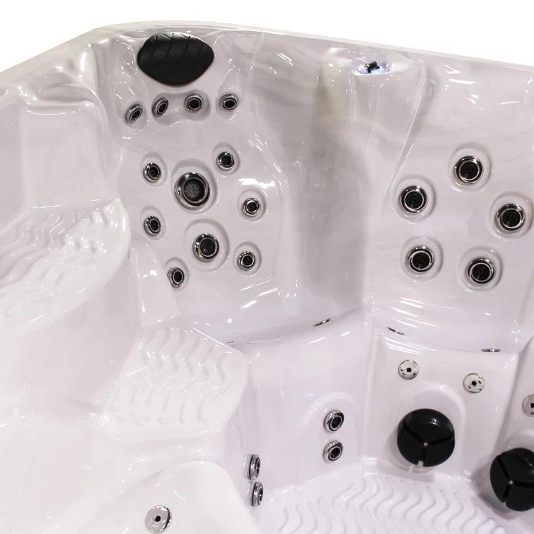 Aqualife® by Strong Spas® Grand Banks 6-Person 81-Jet Non-Lounger Hot Tub Spa with 3 Pumps, LED Lighting, Stainless Steel Heater and Ozonator, Insulated Cover Included and Steps Included