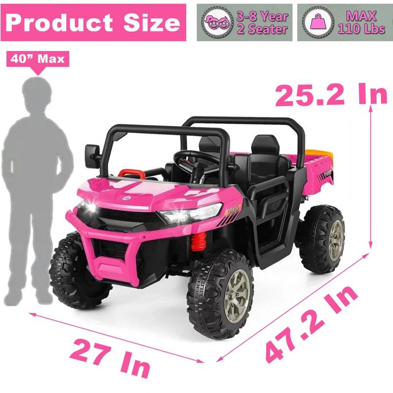 Himimi Delia Himimi 24 Voltage  Ride On Dump Truck, 2 Seater Kids UTV with Electric Dump Bed, Remote Control
